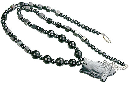 Design 14085: black,gray hematite charm, mens, pendant necklaces