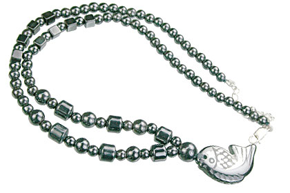 Design 14101: gray hematite charm, mens, pendant necklaces