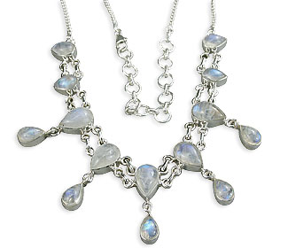 Design 14381: white moonstone drop necklaces