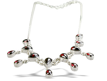 Design 14382: red garnet drop necklaces