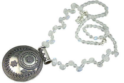 Design 14503: white moonstone classic, pendant necklaces