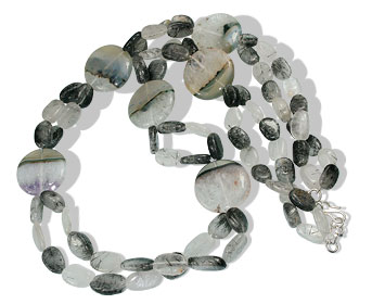 Design 14722: black,gray rotile classic necklaces