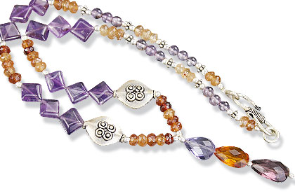 Design 15617: purple,yellow,multi-color multi-stone necklaces