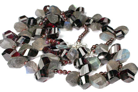 Design 9235: gray,red labradorite necklaces