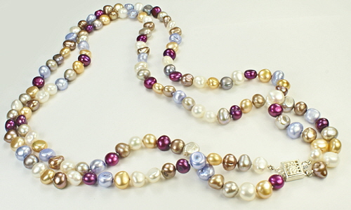 Design 9340: blue,purple,multi-color pearl multistrand necklaces