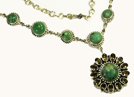 Design 9486: green multi-stone necklaces