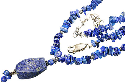 Design 9594: blue lapis lazuli chipped necklaces
