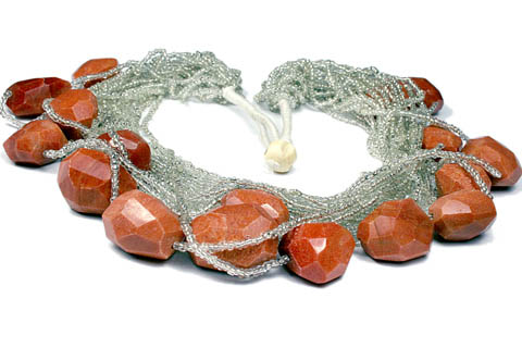 Design 9641: orange,white jasper chunky necklaces