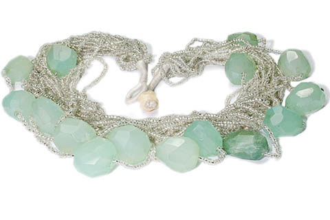 Design 9643: green chalcedony chunky, multistrand, tumbled necklaces