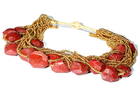 Design 9645: red jasper chunky, multistrand, tumbled necklaces