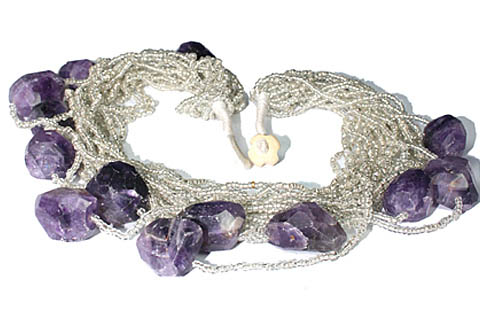 Design 9650: purple,white amethyst chunky, multistrand, tumbled necklaces