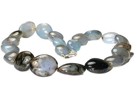 Design 9663: brown,white,multi-color chalcedony necklaces