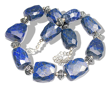Design 9666: blue lapis lazuli chunky, ethnic, tumbled necklaces