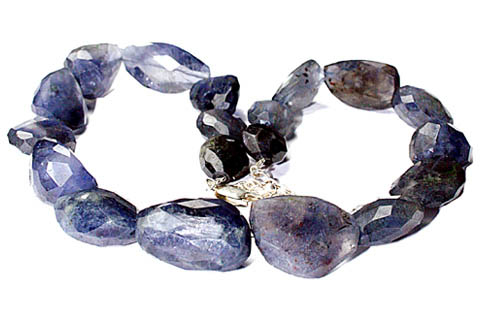 Design 9671: blue iolite chunky, tumbled necklaces