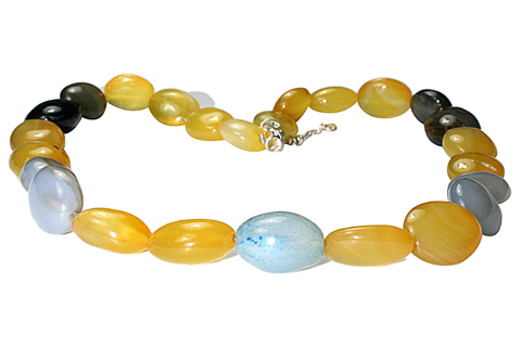 Design 9673: yellow chalcedony chunky necklaces