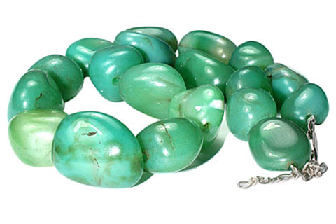 Design 9682: green chalcedony chunky, tumbled necklaces