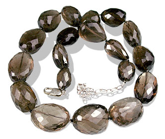 Design 9695: brown smoky quartz chunky, tumbled necklaces