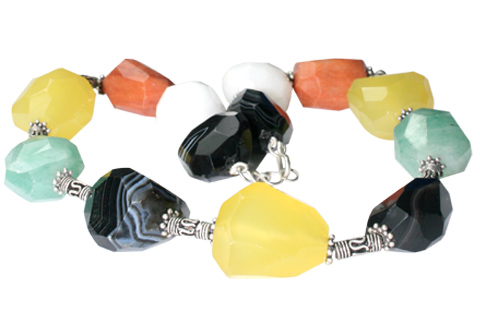 Design 9702: black,yellow,multi-color onyx chunky, tumbled necklaces