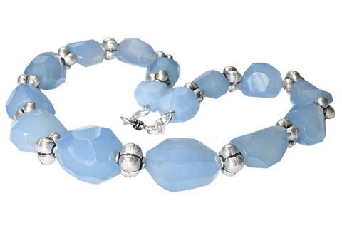 Design 9704: Blue chalcedony chunky necklaces