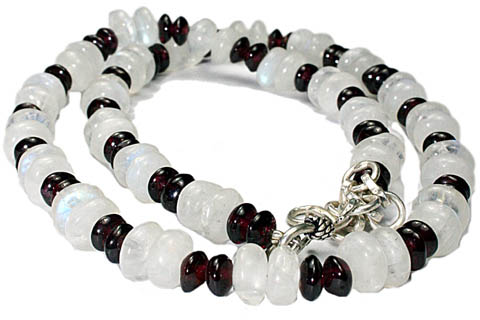 Design 9729: red,white garnet simple-strand necklaces