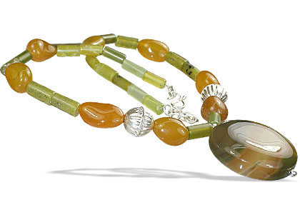 Design 9738: green,yellow onyx chunky necklaces