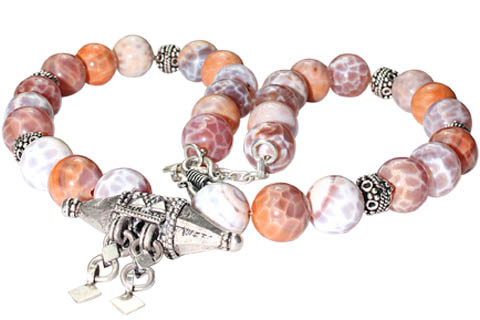 Design 9761: pink,white agate ethnic necklaces