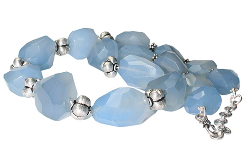 Design 9781: blue chalcedony chunky, tumbled necklaces