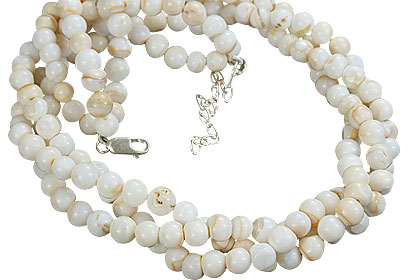 Design 9793: white opal multistrand, simple-strand necklaces