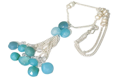 Design 9814: blue,white onyx contemporary necklaces