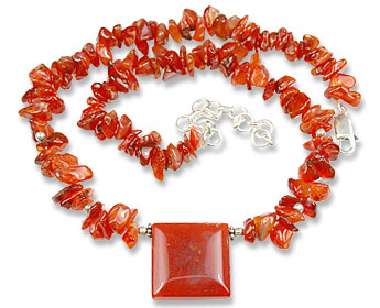 Design 9824: orange carnelian chipped necklaces