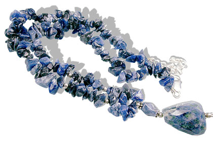 Design 9832: Blue sodalite chipped, pendant necklaces