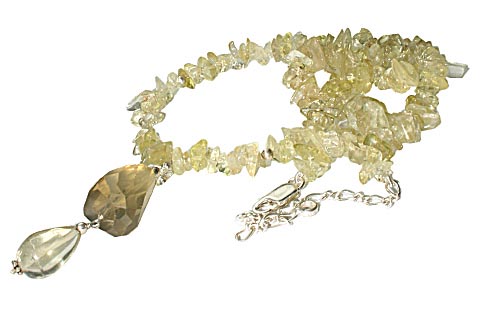 Design 9834: Yellow, Brown lemon quartz chipped necklaces