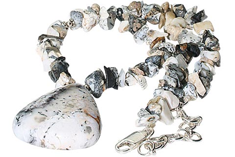 Design 9841: gray,multi-color jasper chipped, pendant necklaces