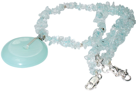 Design 9842: blue aquamarine chipped necklaces