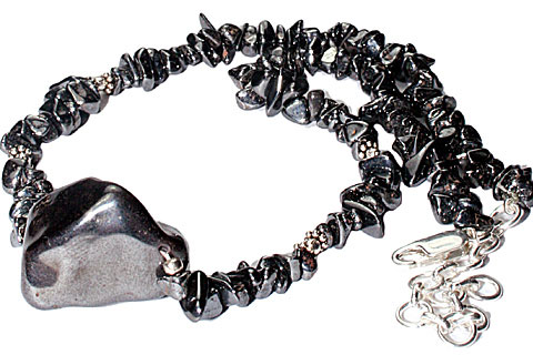 Design 9846: gray hematite chipped necklaces