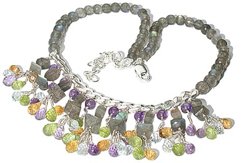 Design 9852: purple,yellow multi-stone choker, contemporary necklaces