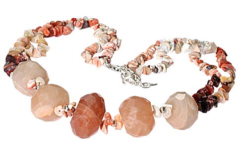 Design 9863: brown pink opal chipped, chunky, contemporary, multistrand, tumbled necklaces