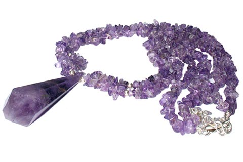 Design 9868: purple amethyst chipped necklaces