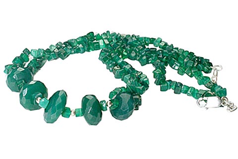 Design 9879: green onyx chipped necklaces