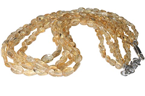 Design 9885: yellow citrine multistrand necklaces