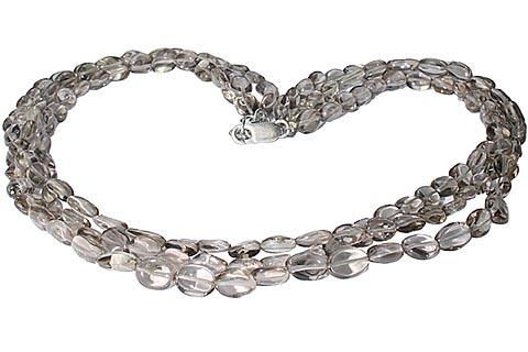 Design 9887: brown smoky quartz multistrand necklaces