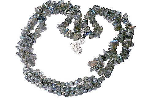 Design 9968: gray labradorite chipped, contemporary necklaces