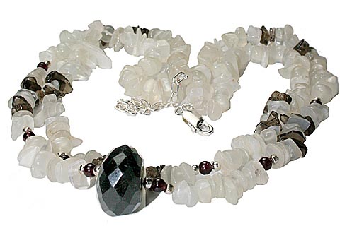 Design 9971: multi-color multi-stone chipped necklaces