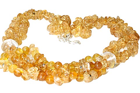 Design 9982: yellow citrine chipped necklaces