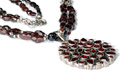 Design 9501: Red garnet pendant necklaces