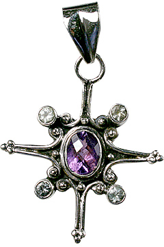 Design 10008: Purple, Blue amethyst star pendants