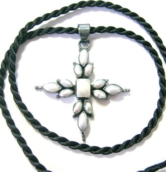 Design 10064: white pearl cross pendants
