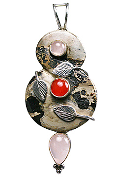 Design 10069: brown,pink,red jasper pendants