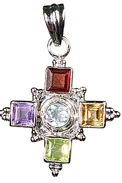 Design 10127: red,yellow,multi-color multi-stone cross pendants