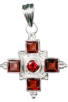 Design 10128: red garnet cross pendants